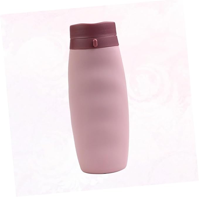 POPETPOP Portable Foldable Water Bottle Lightweight Silicone Sports Kettle for Outdoor Travel Hiking Camping Pink