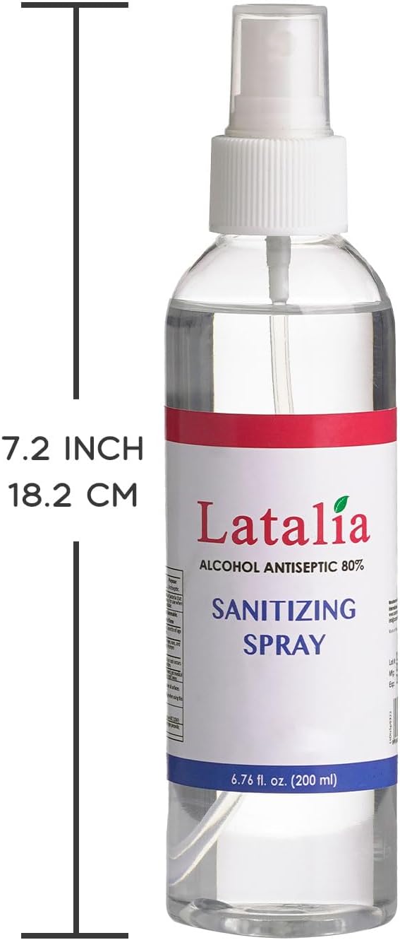Latalia Unscented Hand Sanitizer Spray Refill Pack of 48 | 6.67 Fl oz with 80% Alcohol Bulk Hand Sanitizer Travel Size | Hand Sanitizing Spray For Quick Dry Hand