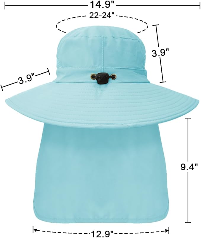 Outdoor Sun Hats with Stowable Neck Flap for Men Women UPF 50+ Mesh Summer Bucket Hat Wide Brim for Fishing Safari Hiking