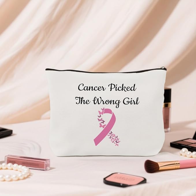 Breast Cancer Awareness Cosmetic bag Breast Cancer Survivor Gifts Pink Ribbon Cancer Accessories for Women Motivational Gifts for Wife Girlfriend Sister Make up Bag Thoughtful Gift for Patients Women