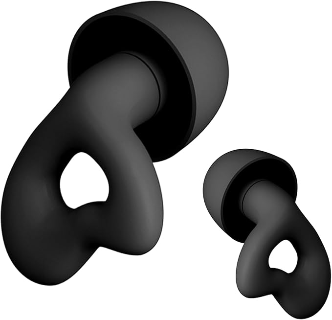 Ear Plugs for Sleeping, Noise Cancelling Sleep Earplugs, Reusable Silicone Hearing Protection Earplug, 45dB Noise Reduction, 4 Sized Earplug with Case, Apply to Live Events, Musicians (Dark Black)