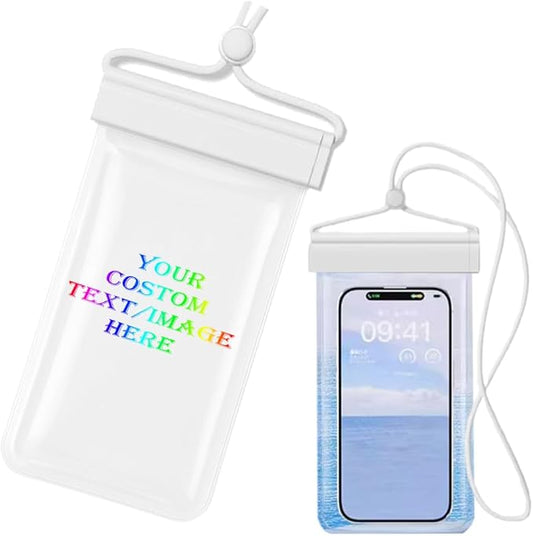 Personalized Initial Waterproof Phone Pouch Case (White)