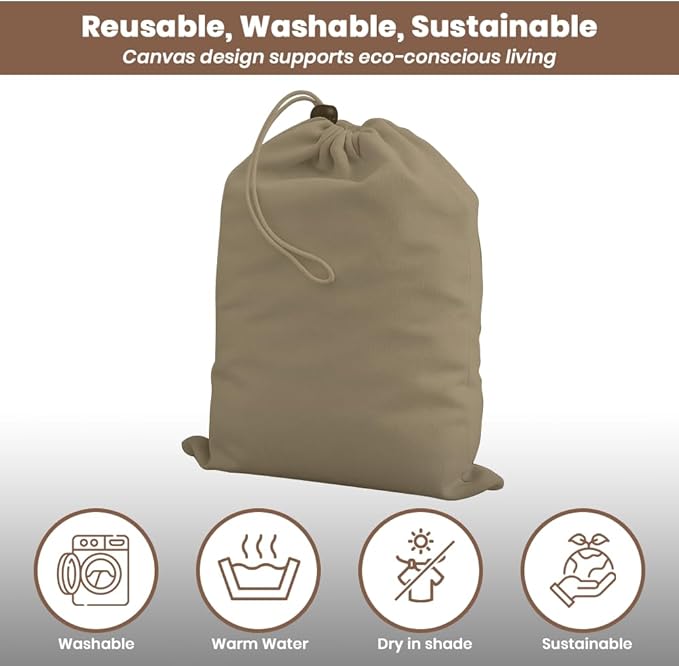 LFH Cotton Rich Shoe Storage Bags with Drawstring, Dustproof Breathable Reusable Organizer, Perfect For Travel, Dorm, Hotel, College, Gym, Easy to Carry, Machine Washable 8"x17" (Pack of 4) - Chambray