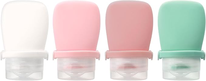 4pcs Travel Bottles for Toiletries Silicone Squeezes Bottle Leak Proof Travel Size Containers Shampoo Conditioner Liquid Body Wash Lotion Small 1oz