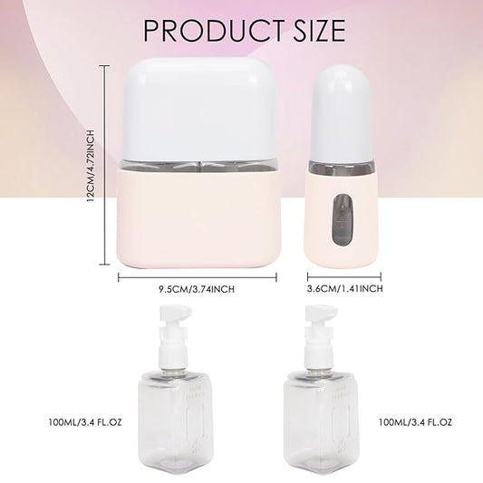 Songaa Travel Bottles Leak Proof, 2 in 1 Travel Containers for Toiletries, Refillable Plastic Bottles with Lid, Travel Accessories Shampoo Conditioner Bottles Beige