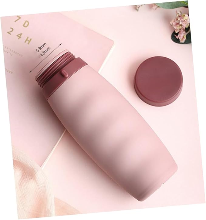 Foldable Silicone Sports Water Bottle Portable Collapsible Outdoor Drinking Cup for Hiking Camping Cycling Pink