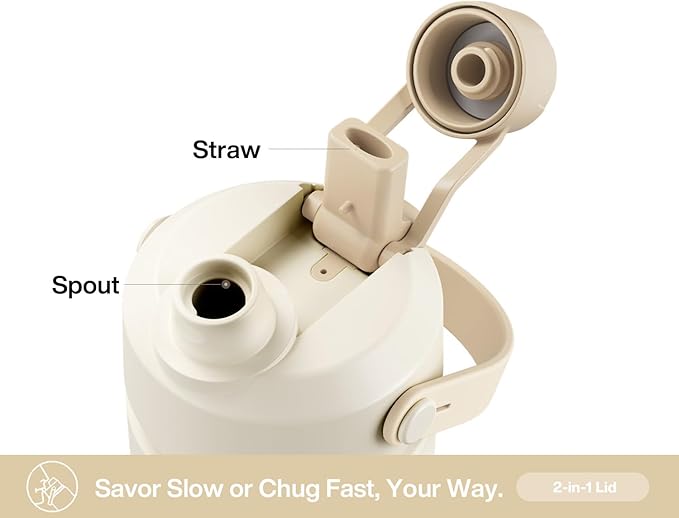 POWCAN 26 oz Insulated Water Bottle with 2-in-1 Straw and Spout Lid, Keep Cold 24H, Leak-Proof, Fits in Car Cup Holder, Stainless Steel Water Bottle for Sports, Travel, Gym, and School (Mushie Muse)