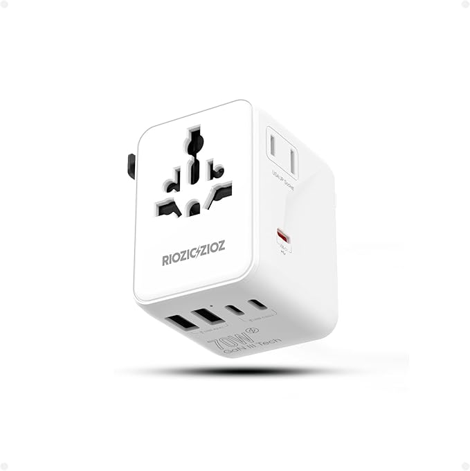 70W Universal Travel Plug Adapter,7-Port PD&QC Fast Charging Power Adapter(2AC&2USB-A&3USB-C),Worldwide Outlet Wall Charger for USA/EU/UK/AUS Over 200 Countries-Type C/A/G/I