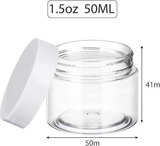 SATINIOR 36 Pieces 1.5 oz Plastic Jars with Lids Wide Mouth Airtight Reusable Container Acrylic Cosmetic Small Jars for Lotions Ointments Travel Toiletries Creams Make up Storage(White)