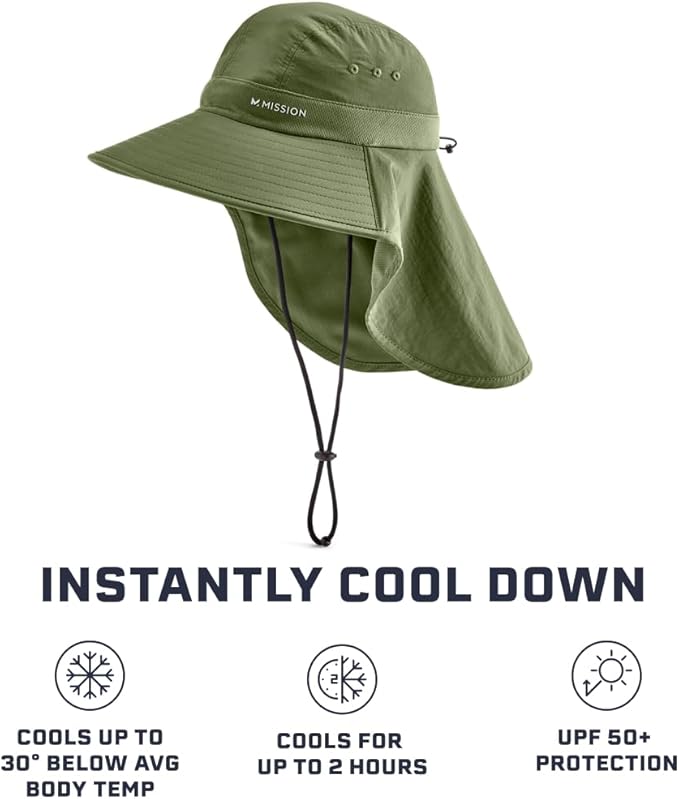 Cooling Sun Defender Sun Hat, UPF 50 UV Protection for Men Women, Wide Brim Outdoor Hat for Hiking, Fishing, Beach, Gardening