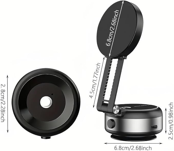 Fostex 2025 Upgraded Vacuum Magnetic Phone Stand,Double Sided Extension 360°Portable Phone Mount,Foldable Portable Vacuum Phone Holder Magnet, Magnetic Cell Phone Holder for iPhone 16/15/14/13/12