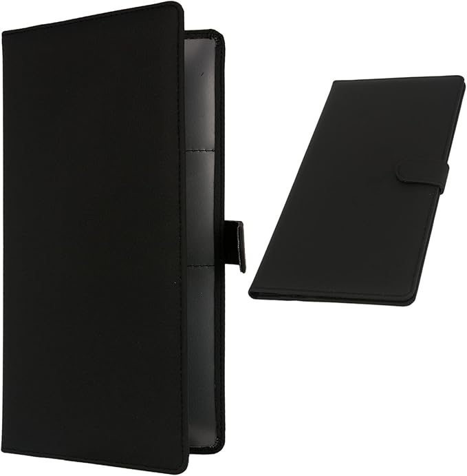 Car Registration and Insurance Holder, Leather Magnetic Shut Vehicle Glove Box Organizer for Document, Card, Driver License, Black