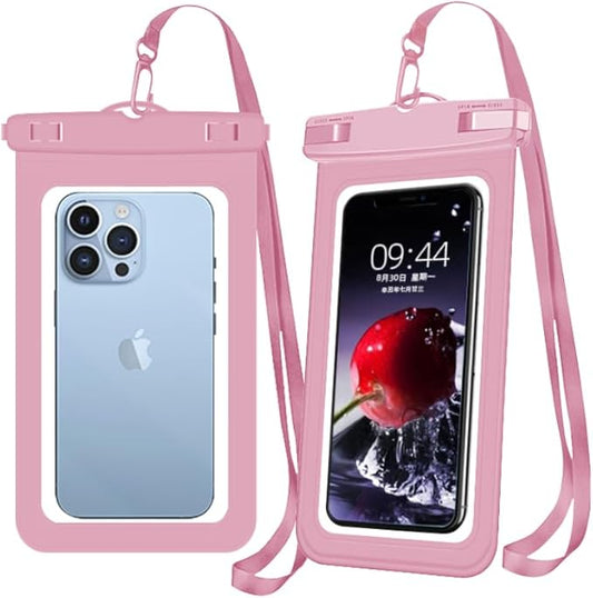 [Up to 6.9" 2 Pack Waterproof Phone Pouch Case,Waterproof Phone Bag for iPhone 17 16 15 14 13 Pro Max Plus Galaxy S25 S24 Ultar Plus+,IPX8 Cellphone Dry Bag Beach Travel Essentials-Pink