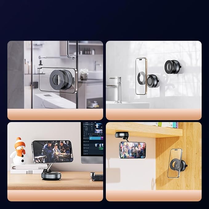 360-Degree Rotating Magnetic Car Phone Mount, Universal Dashboard Holder with Vacuum Suction Base, Strong Magnet for Mobile Devices