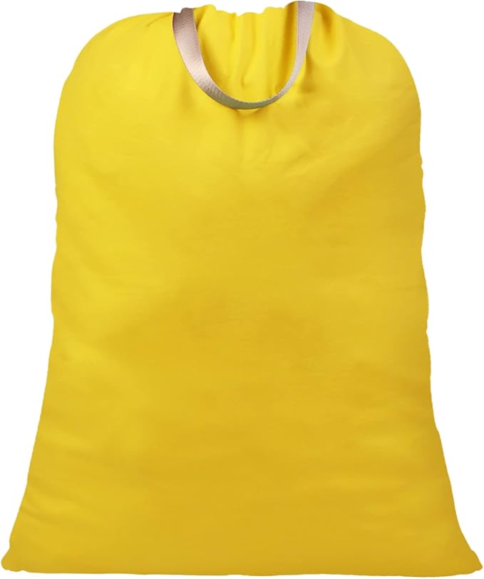 LOLOMLO Extra Large Canvas Laundry Bags with Handles & Drawstring Closure, Heavy Duty Tears Resistant Clothes Storage Travel Bags,25.5"x34",Yellow