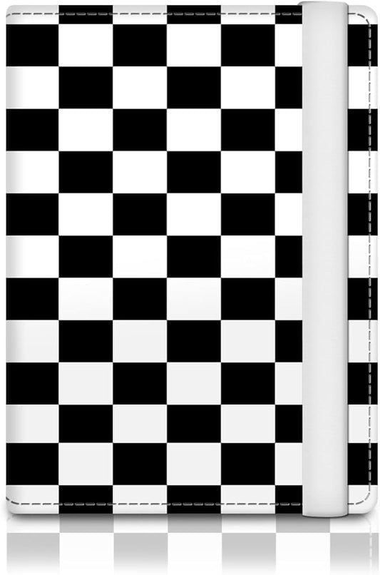Passport Holder for Travel Essentials, RFID Premium Leather Passport Wallet Cover Case for Travel Must Haves Accessories, Passport Book Holders for Women Men Black White Checkered