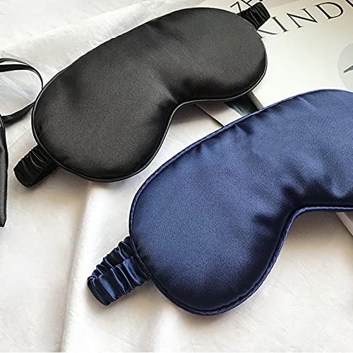 Silk Satin Sleeping Eye Mask, Navy Sleep Eye Night Blindfold for Women and Men, Soft Breathable Blackout Eyeshade Eye Cover for Travel, Wedding Bridesmaid Gift