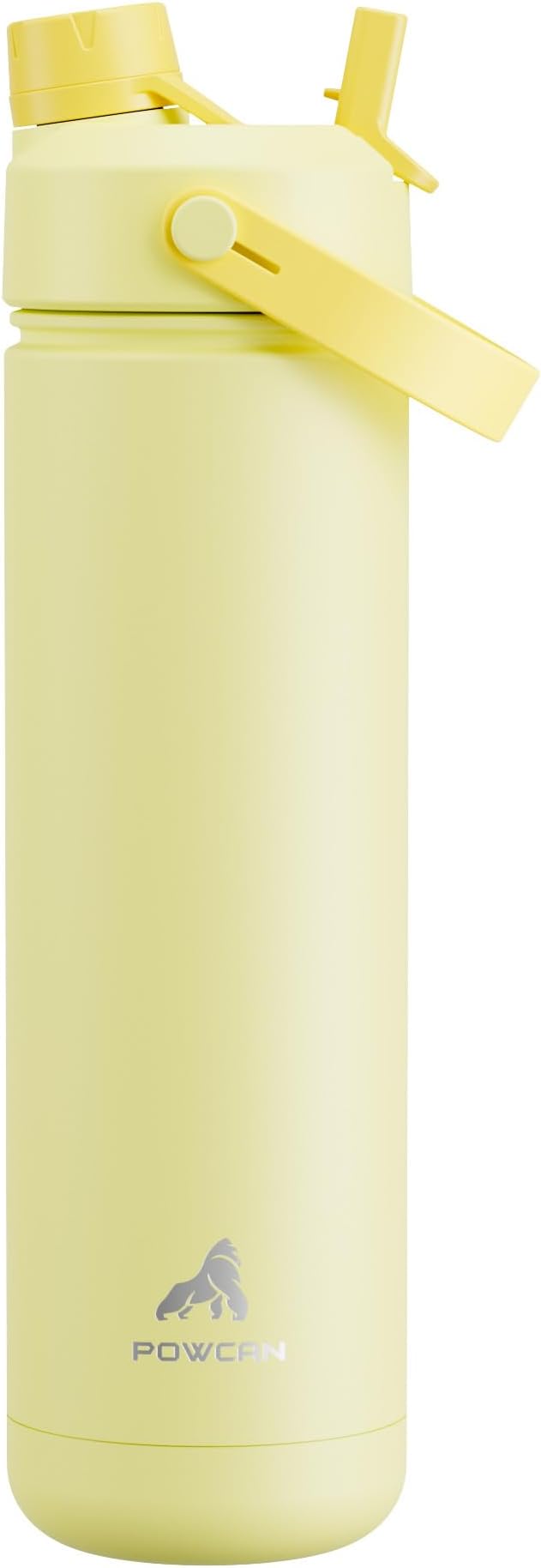 POWCAN 26 oz Insulated Water Bottle with 2-in-1 Straw and Spout Lid, Keep Cold 24H, Leak-Proof, Fits in Car Cup Holder, Stainless Steel Water Bottle for Sports, Travel, Gym, and School (Butter)