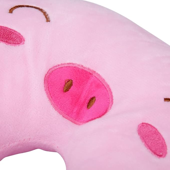 EKDJKK Travel Pillow for Kids, Cute Animal Neck Pillow Support U Shaped Cushion Plush Soft Rest Reading Pillow Sleeping Pillow for Airplane Train Car (Pink Pig)