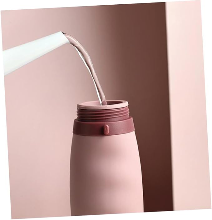 SUPVOX Portable Collapsible Silicone Water Bottle Foldable Sports Kettle for Outdoor Activities Travel Hiking Camping Cycling Pink