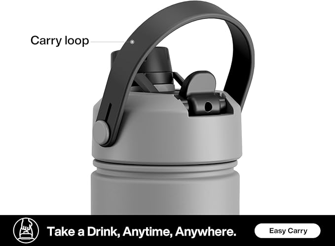 POWCAN 26 oz Insulated Water Bottle with 2-in-1 Straw and Spout Lid, Keep Cold 24H, Leak-Proof, Fits in Car Cup Holder, Stainless Steel Water Bottle for Sports, Travel, Gym, and School (Obsidian)