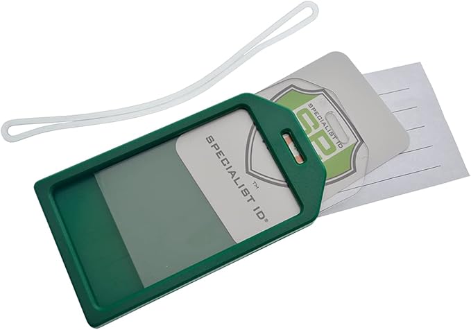 5 Pack - Premium Rigid Airline Luggage Tag Holders with 6" Worm Loops - Heavy Duty Hard Plastic -Suitcase ID Tag Identifiers with Business Card Insert Window by Specialist ID (Assorted Colors)