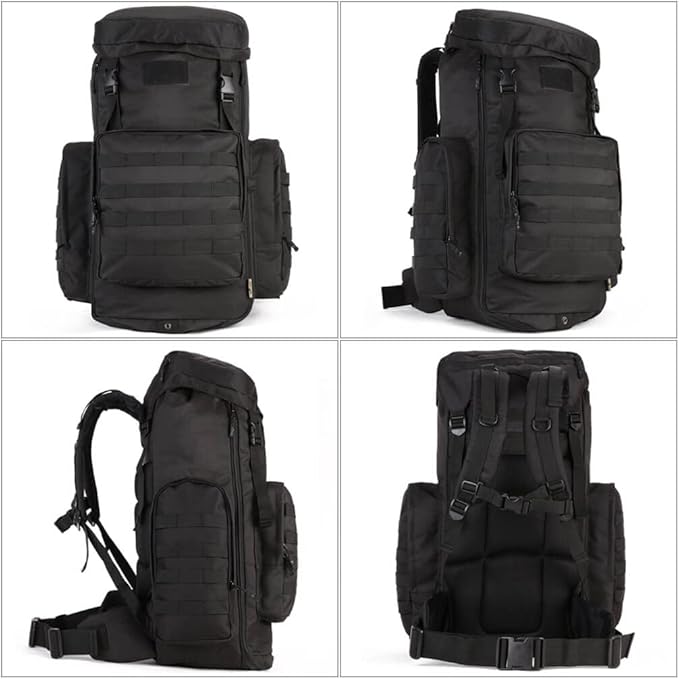 VanBasic Hiking Backpack 70L Large 85L Tactical Backpack MOLLE Military Trekking Rucksack Black