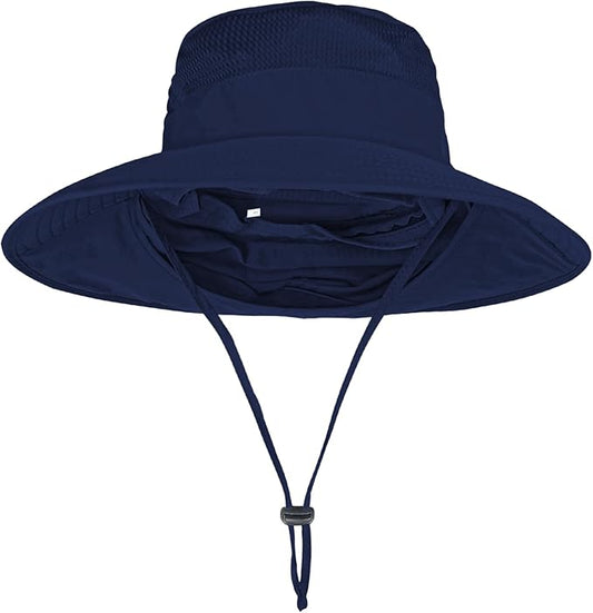 Sun Hats for Men Women Fishing Hat UPF 50+ Breathable Wide Brim Bucket Hats Summer UV Protection Safari Hat with Neck Flap