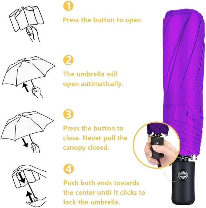 MRTLLOA 42/49 Inch Compact Windproof Travel Umbrella for Rain, Lightweight, Portable, Automatic, Strong, Waterproof Folding Umbrellas for Women, Men and Teenagers