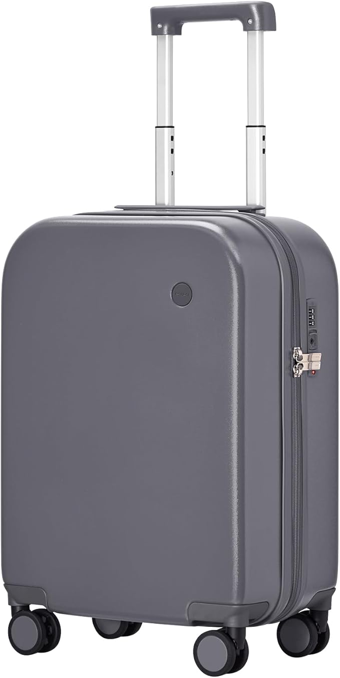 mixi Carry on Luggage, 20'' Suitcase Spinner Wheels Luggage Hardshell Lightweight Rolling Suitcases PC with Cover & TSA Lock for Business Travel, Rock Gray