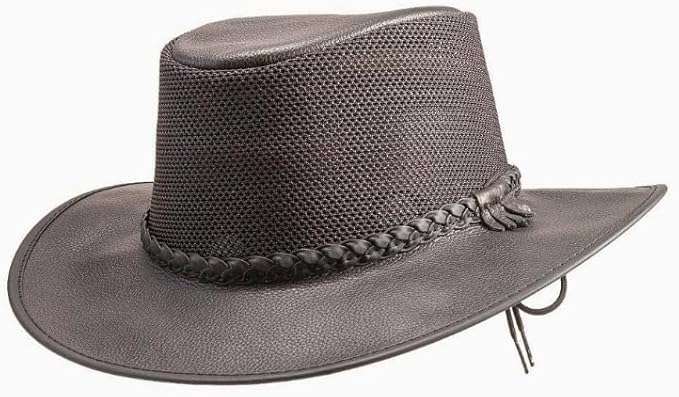 American Hat Makers Breeze Leather & Mesh Sun Hat | Wide Brim, UPF50, Breathable & Adjustable | Perfect for Outdoors