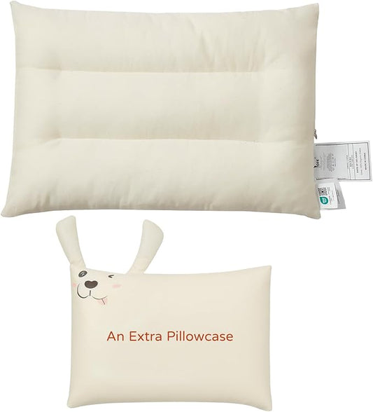 LOFE Organic Pillow with Cartoon Pillowcase -13x18 Adjustable Youth Pillow with Baffle Box, Kids Plilows with Cute Shell, Machine Washable, Perfect for Christmas, New Year's Day and Easter Gifts