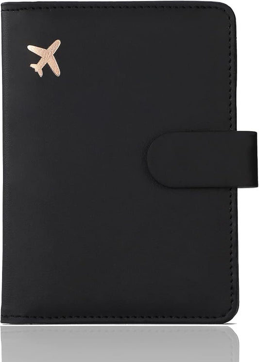 Melsbrinna Premium Leather Passport Holder Covers Case, Waterproof Rfid Blocking Travel Wallet Passport Holder with Pen Holder, Cute Passport Book for Women/Men