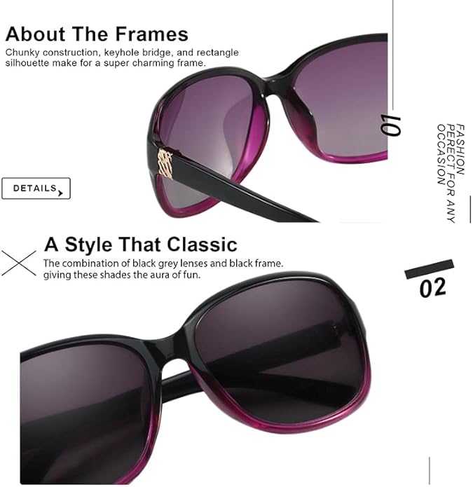 SIPHEW Polarized Sunglasses for Women | Vintage Square Sunglasses w UV400 Protection | Womens Wraparound Shade
