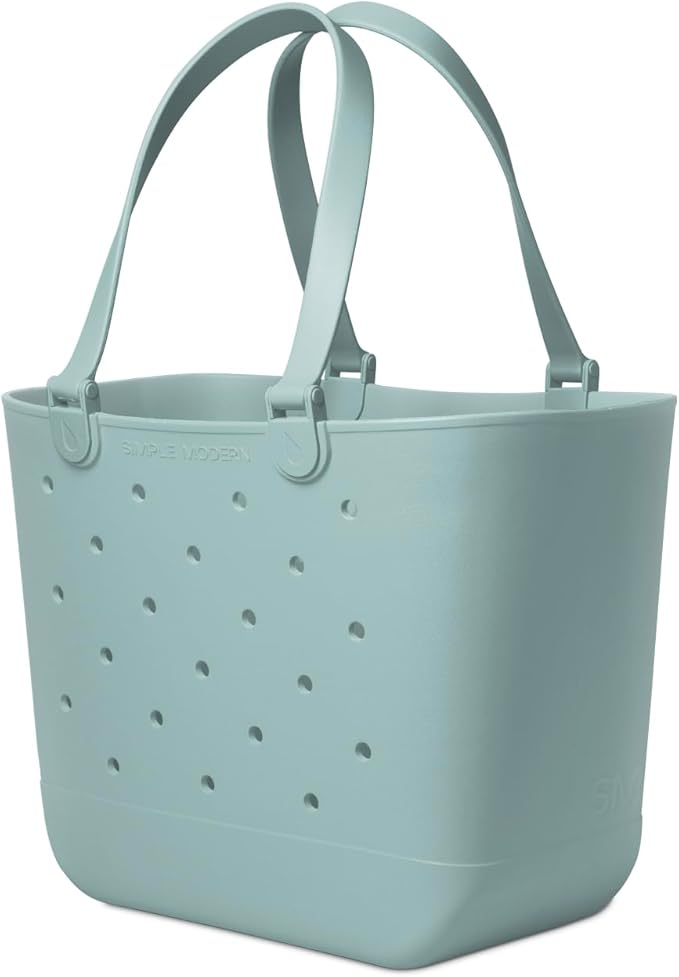 Simple Modern Extra-Large Beach Bag | Waterproof Getaway Rubber Tote with Zipper Pocket for Travel, Pool, Boat, Groceries, Sports | Sea Glass Sage