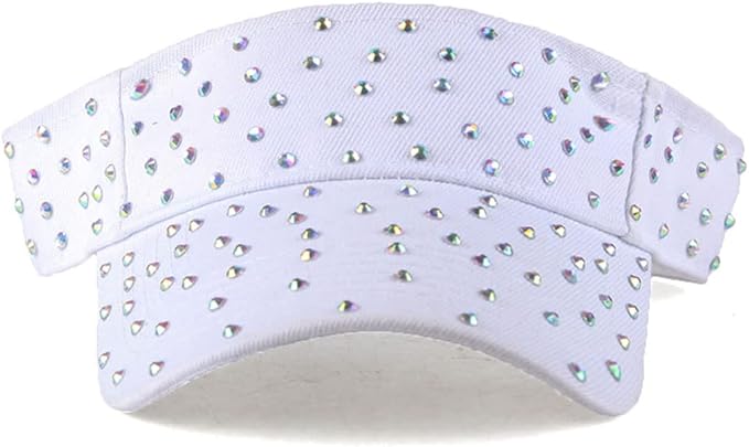 Sparkle Glitter Summer Rhinestone UPF 50+ Bling Ladies Sun Visor for Women Outdoor Sports Fashion Golf Hat