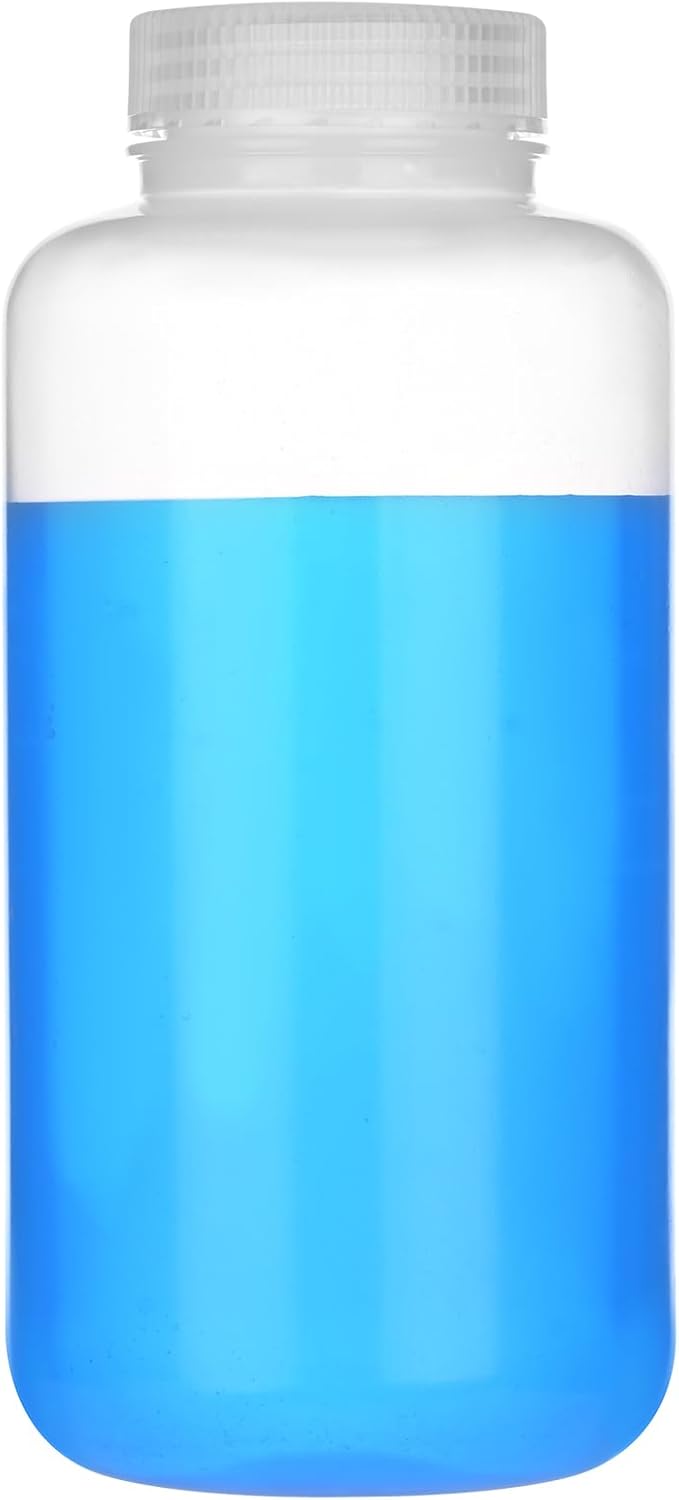 32oz/1000ml Plastic Sample Bottles with caps, Wide Mouth Reagent Bottle with Lids Leak Proof Containers Water Sample Bottles for Laboratories, Travel