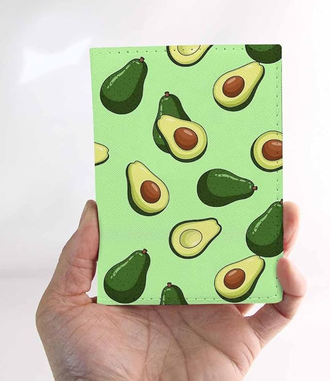 Avocado Passport Holder for Travel Vintage Fruits PU Leather Passport Cover Wallet Cute Passport Card Holder for Women and Men
