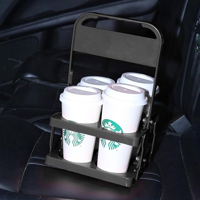 musbus Reusable Drink Carrier with Handle for Delivery Drivers, Portable Cup/Coffee Holder Accessories for Delivery, Foldable Drinks Caddy with Tray, Car Durable Plastic Festive Bottle, Vacation