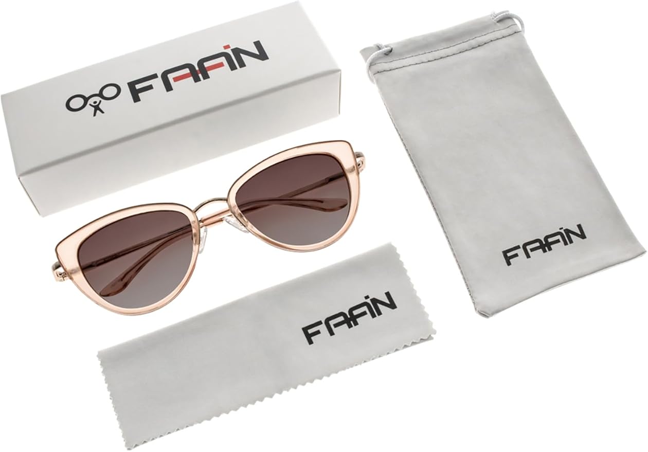 FAA'N Retro Big Frame Cat Eye Polarized Sunglasses Women with Spring Hinge