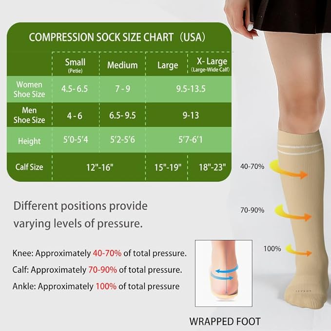 LEVSOX Viscose Made from Bamboo Compression Socks for Pregnant Women 20-30 mmHg Knee High Cute Mens Supports Socks for Travel
