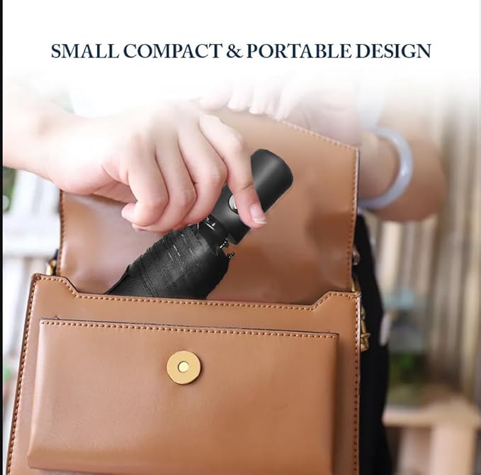 SIEPASA Two Packs Auto Open & Close Small Travel Umbrella Compact for Backpack-Umbrellas for Rain, Lightweight Strong Mini Portable Umbrellas for Men and Women.. (Black & Light Blue, 2 Pack)