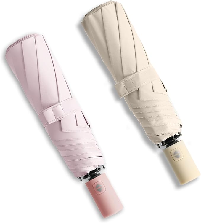 BAODINI Small UV Protection Travel Umbrella Compact for Rain and Sun UPF 50+ Windproof Portable 42 inch Umbrella for Women and Men