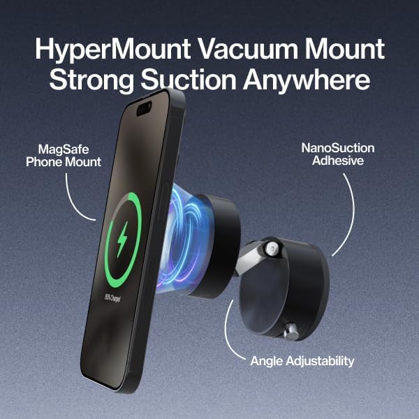 Statik HyperMount® 2 Vacuum Phone Mount - Magnetic Phone Holder, Vacuum Seal Car Phone Mount, Use on Any Surface, Compatible with Apple MagSafe and Magnetic Rings Included for Android Devices
