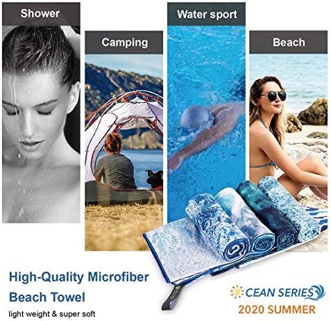 4Monster Microfiber Beach Towel Quick Dry,Super Absorbent Lightweight Travel Towel for Swimmers, Sand Free Camping Towel, Beach Towels for Pool,Swim,Water Sports,Yoga