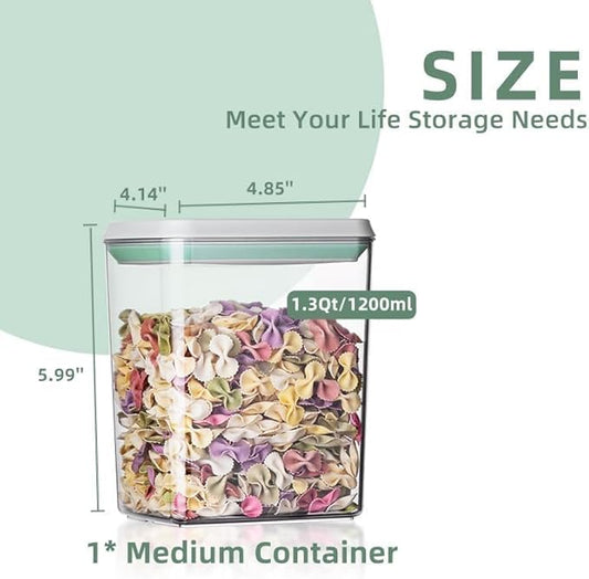 Kahyeets Airtight Food Storage Containers with Lids Pop Up Containers Pasta Organizer for Kitchen Pantry Cereal Snack Flour Sugar Coffee (3pc 1200ml / 1.26qt)