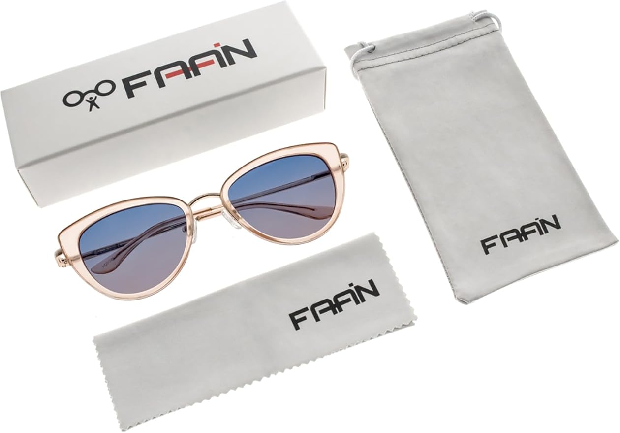 FAA'N Retro Big Frame Cat Eye Polarized Sunglasses Women with Spring Hinge