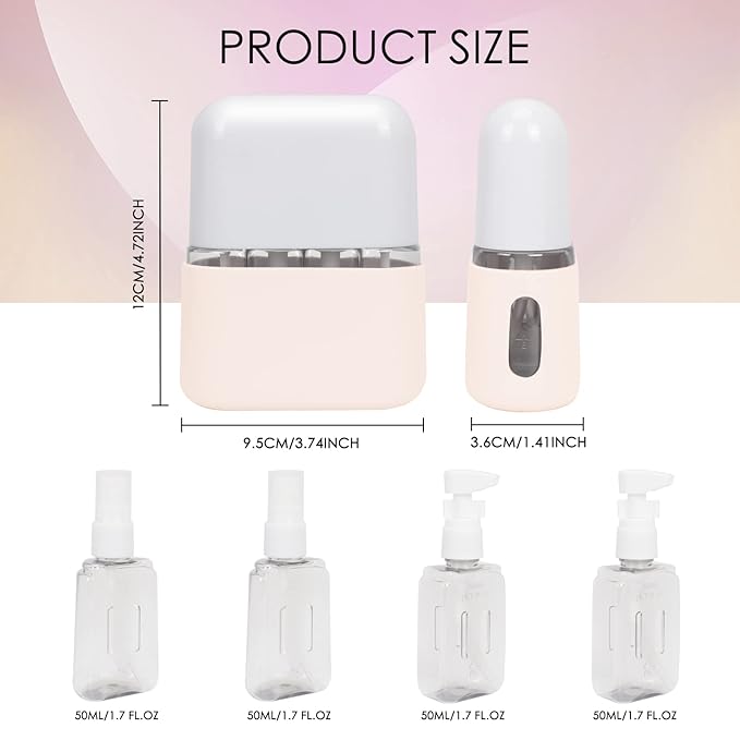 Songaa 4 in 1 Travel Containers - Leak Proof Refillable Plastic Bottles for Toiletries, Beige