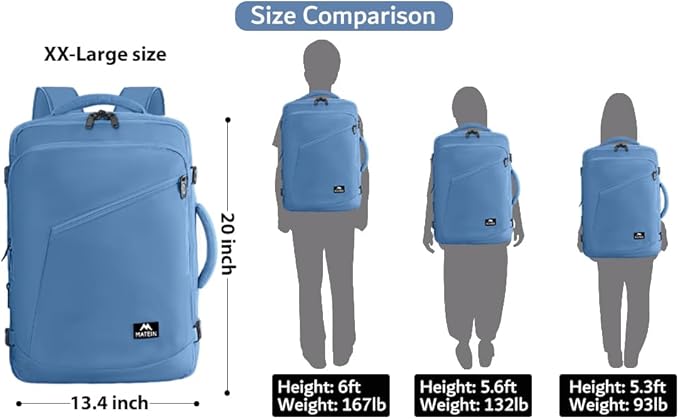 MATEIN Big Backpack for Travel, Carry on Backpack for Airlines with Hide Away Shoulder Straps, Large Hiking Daypack with 2 Handles, Gifts for Traveler Women, Light Blue