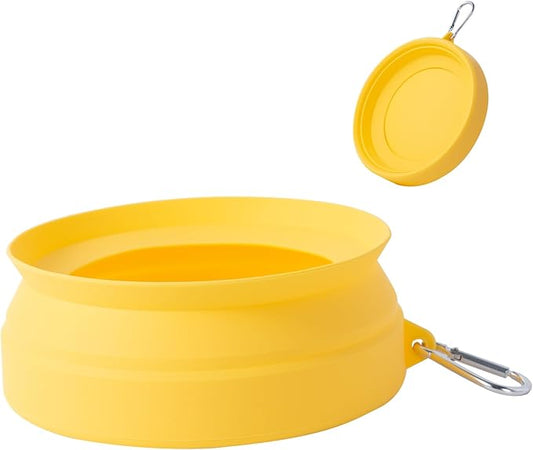 SLSON Spill Proof Dog Water Bowl for Cars,Collapsible No Splash Dog Travel Bowls Integrated Molding Portable Pet Bowl for Road Trip Truck,RV,SUV,Boat Accessories (Yellow)